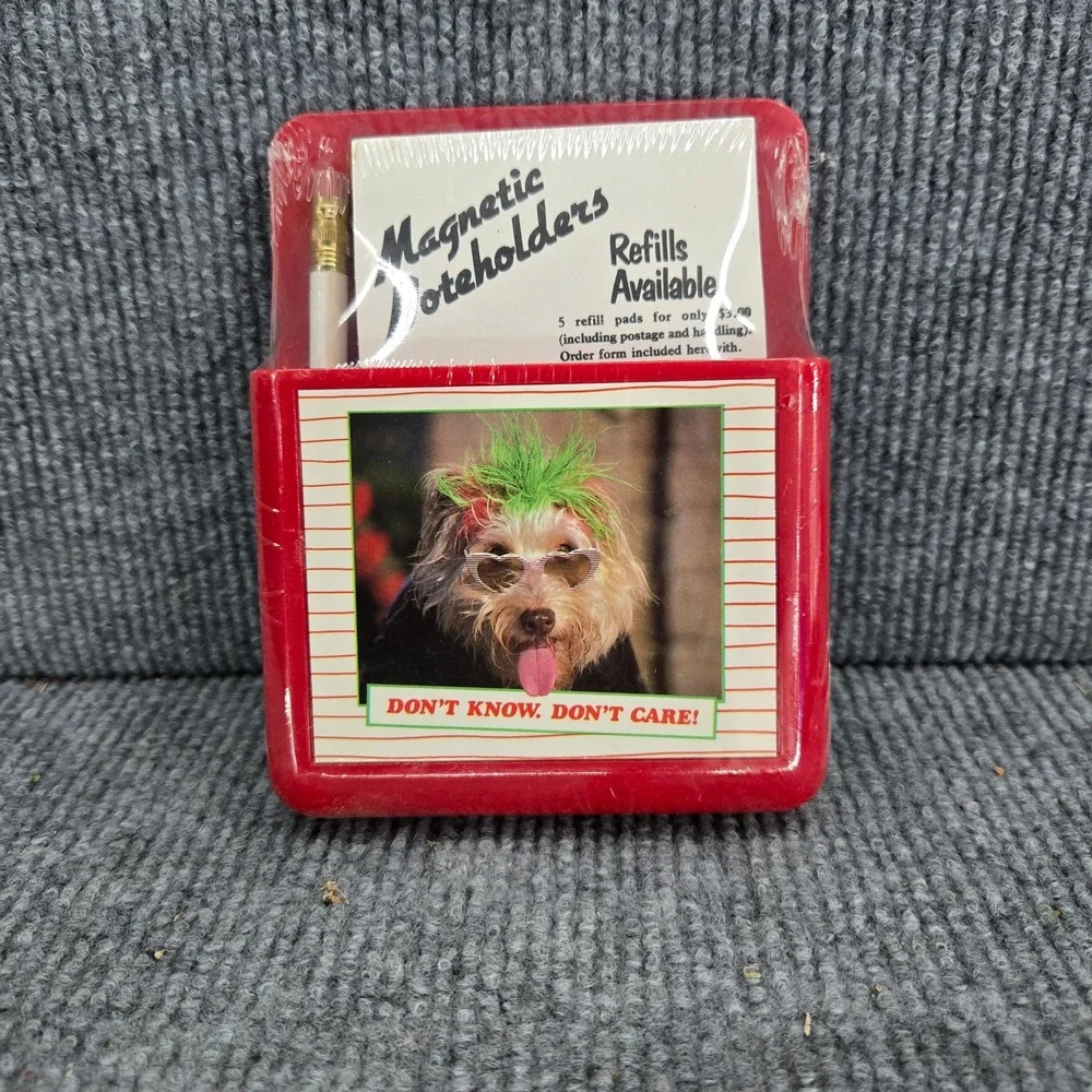 Magna Pocket 80s Dog Don't Know Don't Care Magnetic Notepad Holder Sealed